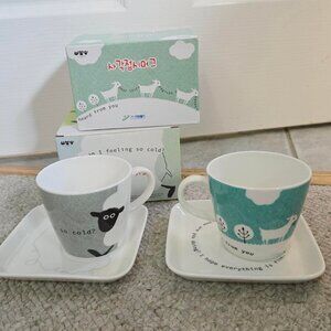 NEW Korean Cup Set Gift Set Sheep Cup Goat Cup Animal Mug Set